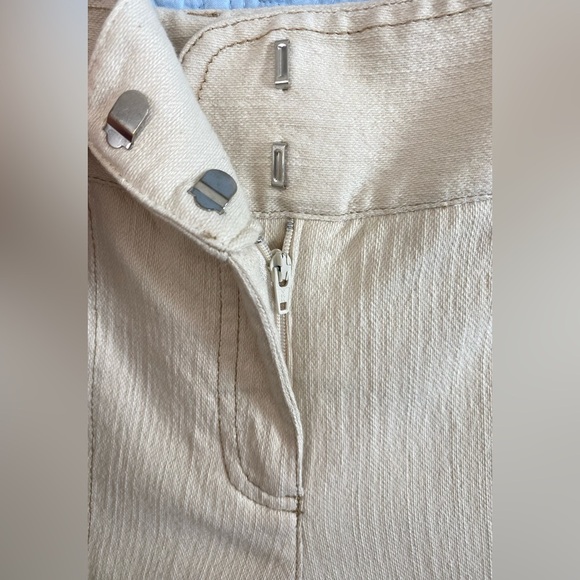 Diane Von Furstenberg Womens Size 4 High Waist Beige Flared Leg Stretch Pants - Picture 4 of 8